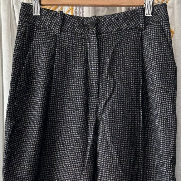 Allsaints Mara Puppytooth Straight Trouser Pants (Sz 2) Pleated Italian Cloth - Picture 3 of 11